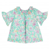 Памучна блуза с флорален принт за бебе, светло зелена Benetton 228718 