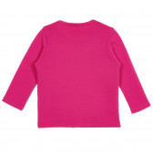 Блуза с щампа и надпис за бебе, тъмно розова Benetton 228756 4