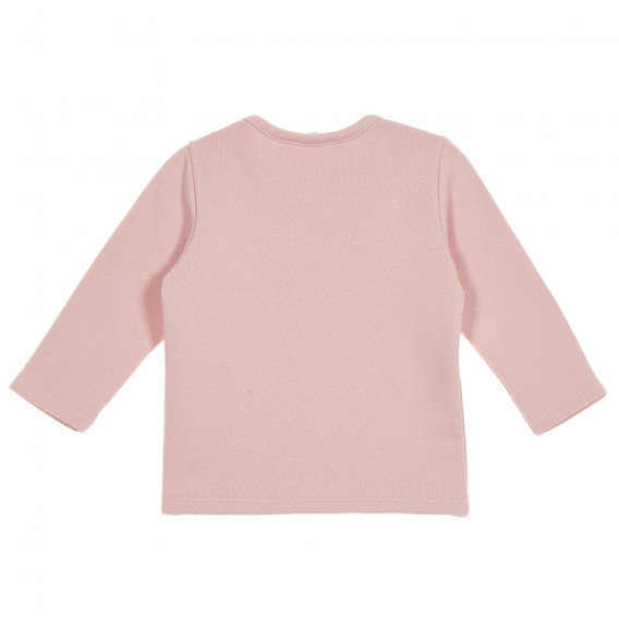 Блуза с щампа и надпис за бебе, светло розова Benetton 228764 4