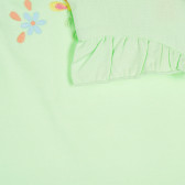 Памучна тениска с бродерия и къдрички за бебе, зелена Benetton 228826 2