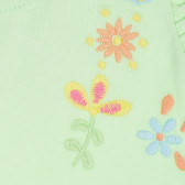 Памучна тениска с бродерия и къдрички за бебе, зелена Benetton 228827 3