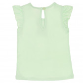Памучна тениска с бродерия и къдрички за бебе, зелена Benetton 228828 4