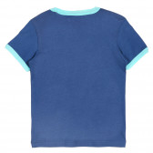 Памучна тениска с апликация и надпис, синя Benetton 228854 4