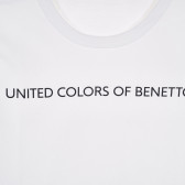 Памучна тениска с името на бранда, бяла Benetton 228877 2