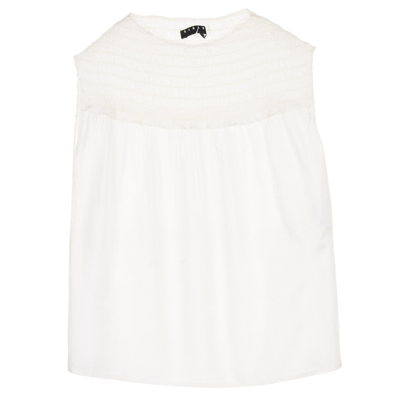 Памучна блуза без ръкави с ластична горна част, бяла  228912