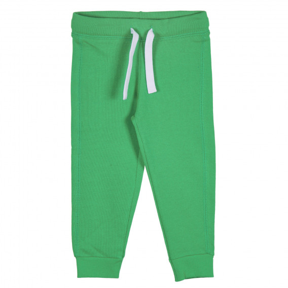 Памучен панталон с логото на бранда за бебе, зелен Benetton 228928 