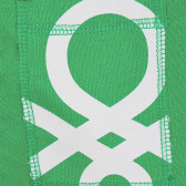 Памучен панталон с логото на бранда за бебе, зелен Benetton 228930 3