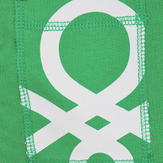 Памучен панталон с логото на бранда за бебе, зелен Benetton 228930 3
