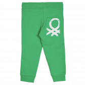Памучен панталон с логото на бранда за бебе, зелен Benetton 228931 4