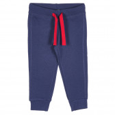 Памучен панталон с логото на бранда за бебе, тъмно син Benetton 228936 