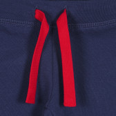 Памучен панталон с логото на бранда за бебе, тъмно син Benetton 228937 2