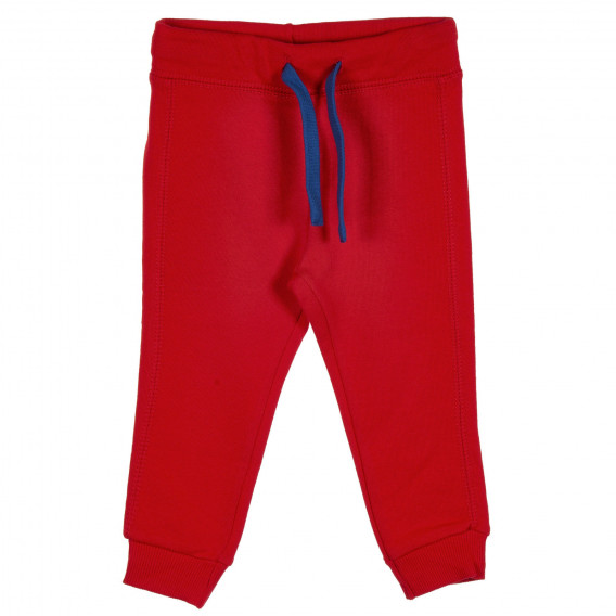 Памучен панталон с логото на бранда за бебе, червен Benetton 228956 