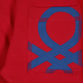 Памучен панталон с логото на бранда за бебе, червен Benetton 228958 3