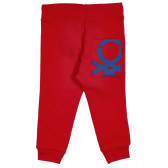 Памучен панталон с логото на бранда за бебе, червен Benetton 228959 4