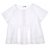 Памучна блуза с къс ръкав и флорални мотиви, бяла Benetton 229013 
