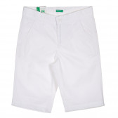 Памучен къс панталон с логото на бранда, бял Benetton 229045 