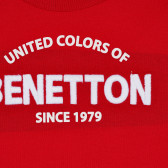 Памучна тениска с надпис на бранда за бебе, червена Benetton 229082 2