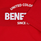 Памучна тениска с надпис на бранда за бебе, червена Benetton 229083 3