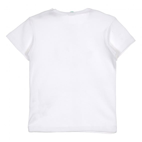 Памучна тениска с надпис на бранда, бяла Benetton 229116 4