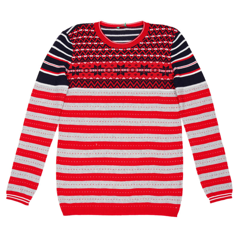 Пуловер с раирани цветни акценти, многоцветен  229185
