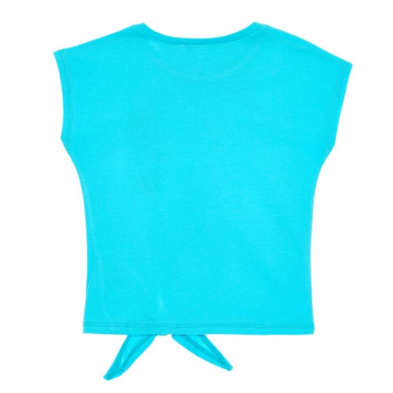 Памучна тениска с графичен принт и панделка за бебе, синя Benetton 229282 4