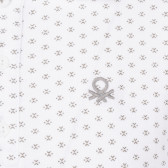 Памучна блуза с къс ръкав и яка с фигурален принт, бяла Benetton 229328 3