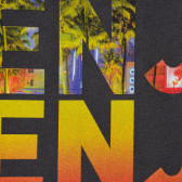 Памучна тениска с надпис и оранжеви шевове, сива Benetton 229441 2