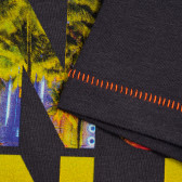 Памучна тениска с надпис и оранжеви шевове, сива Benetton 229442 3