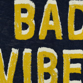 Памучна тениска с надпис No bad vibes, тъмно синя Benetton 229451 2