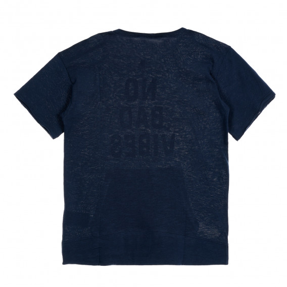Памучна тениска с надпис No bad vibes, тъмно синя Benetton 229453 4
