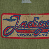 Памучна тениска с надпис, зелена Benetton 229566 2