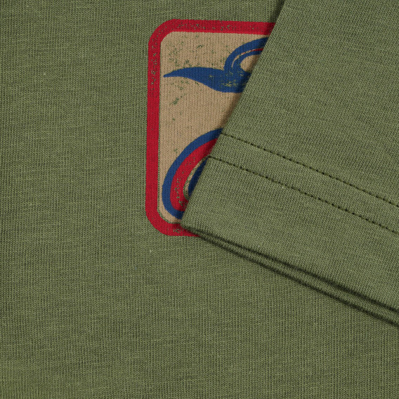 Памучна тениска с надпис, зелена Benetton 229567 3
