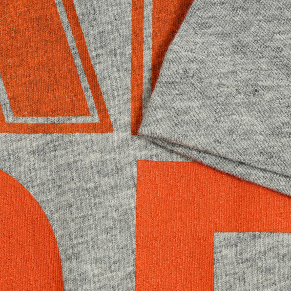 Памучна тениска с оранжеви акценти, сива Benetton 229575 3