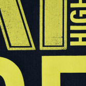 Памучна тениска с жълти акценти, синя Benetton 229578 2