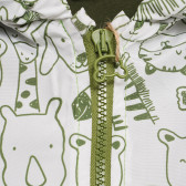Яке с качулка и цип с принт на животни за бебе, зелено Midimod 230046 2