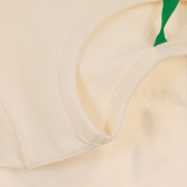 Памучна блуза с дълъг ръкав и брокатена щампа за бебе, бяла Benetton 230233 3