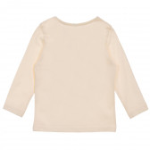 Памучна блуза с дълъг ръкав и брокатена щампа за бебе, бяла Benetton 230234 4
