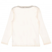 Памучна блуза с дълъг ръкав и вертикален надпис, бяла Benetton 230246 4