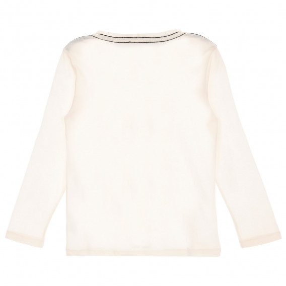 Памучна блуза с дълъг ръкав и вертикален надпис, бяла Benetton 230246 4