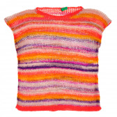 Раиран пуловер без ръкави за момиче, оранжев Benetton 230247 