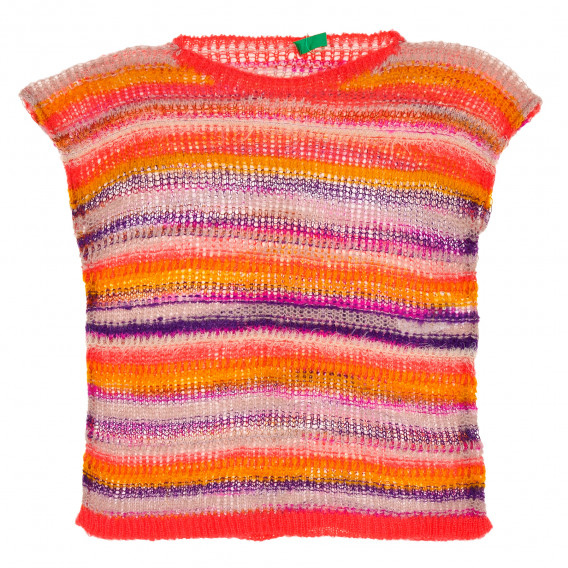 Раиран пуловер без ръкави за момиче, оранжев Benetton 230247 