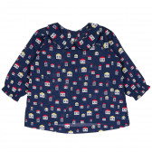 Памучна риза за бебе за момиче синя Benetton 230254 