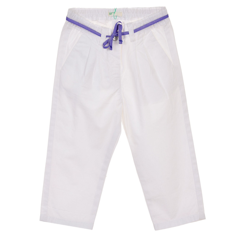 Памучни панталони за бебе за момиче бели  230258
