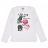 Памучна блуза Armani с дълъг ръкав за момиче с щампа Armani 230282 