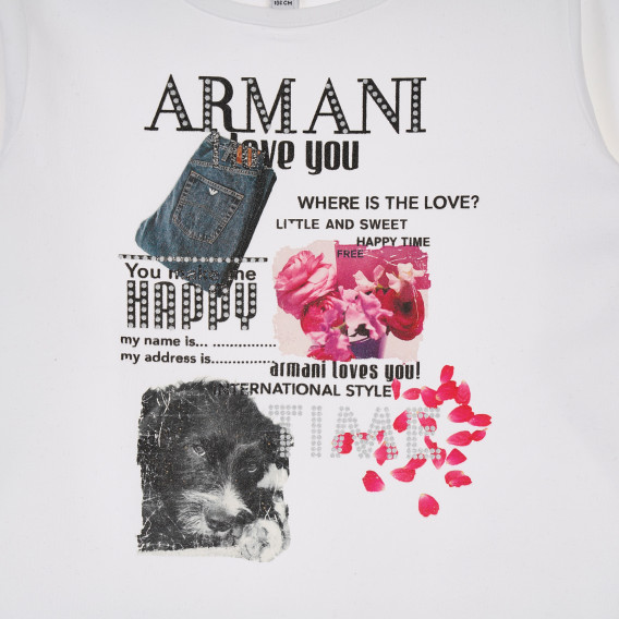Памучна блуза Armani с дълъг ръкав за момиче с щампа Armani 230283 2