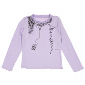 Памучна блуза с дълъг ръкав за момиче в лилаво с картинка плейър Armani 230286 