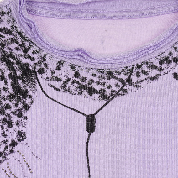 Памучна блуза с дълъг ръкав за момиче в лилаво с картинка плейър Armani 230287 2