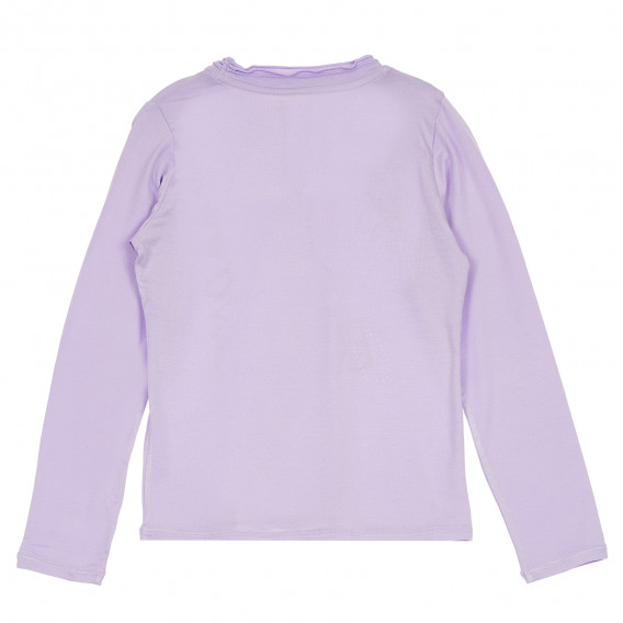 Памучна блуза с дълъг ръкав за момиче в лилаво с картинка плейър Armani 230289 4