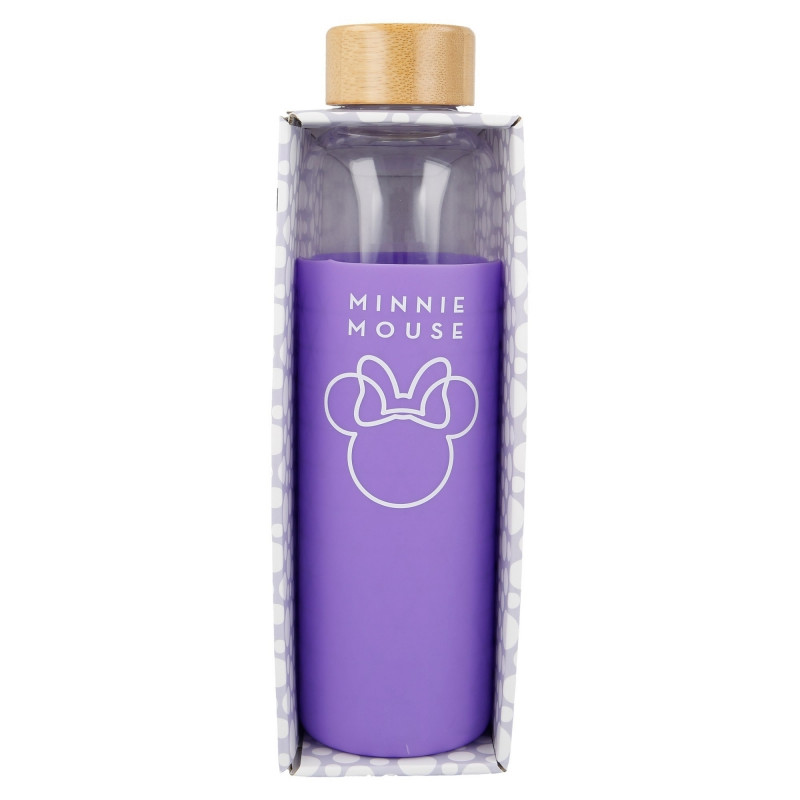Стъклена бутилка със силиконов калъф Minnie Mouse, 585 мл  230528