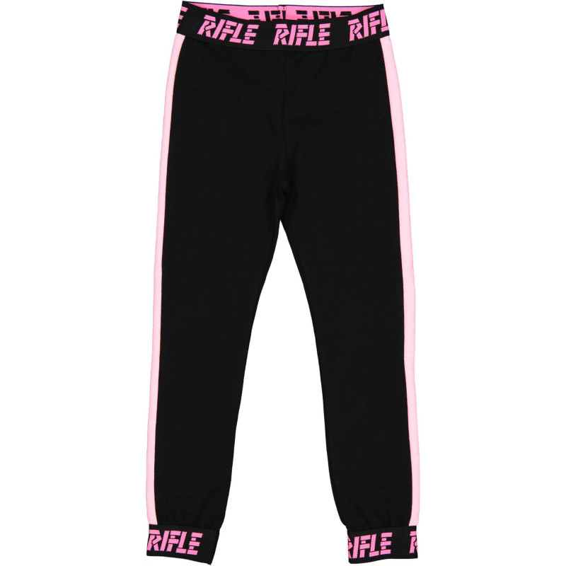 Памучен спортен панталон с розови акценти и логото на бранда, черен  230889